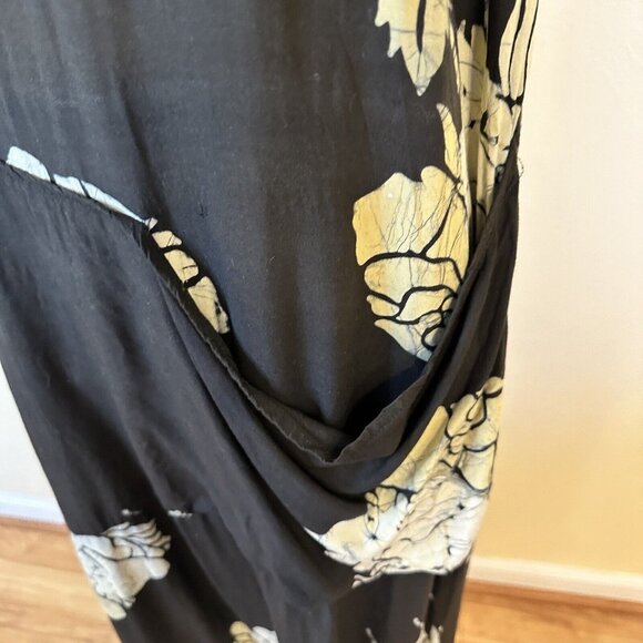 Senada Womens Brown Tropical Maxi Dress Shift Medium Sleeveless Pockets Batik - Picture 3 of 11